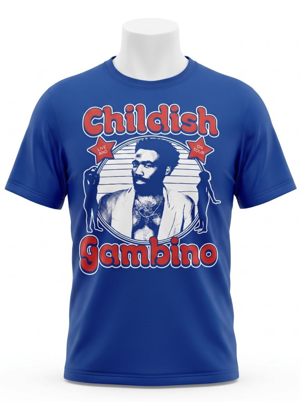 Childish Gambino Men's Blue This Is America Tour 2018 Graphic T-Shirt L